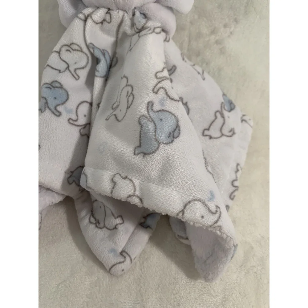 Blankets & Beyond Blue White Elephant Security Baby Blanket‎ Plush Lovey Toy